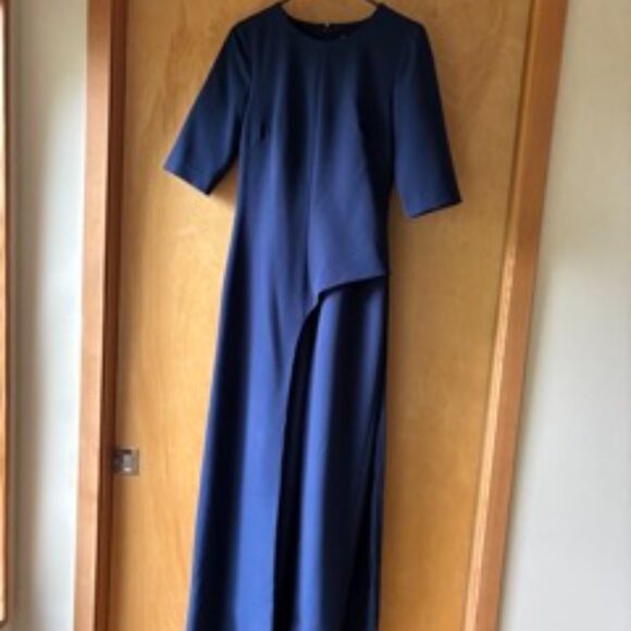 Kay Unger Davina Short Sleeved Walk Thru Jumpsuit Blue Size 4 - Picture 3 of 4